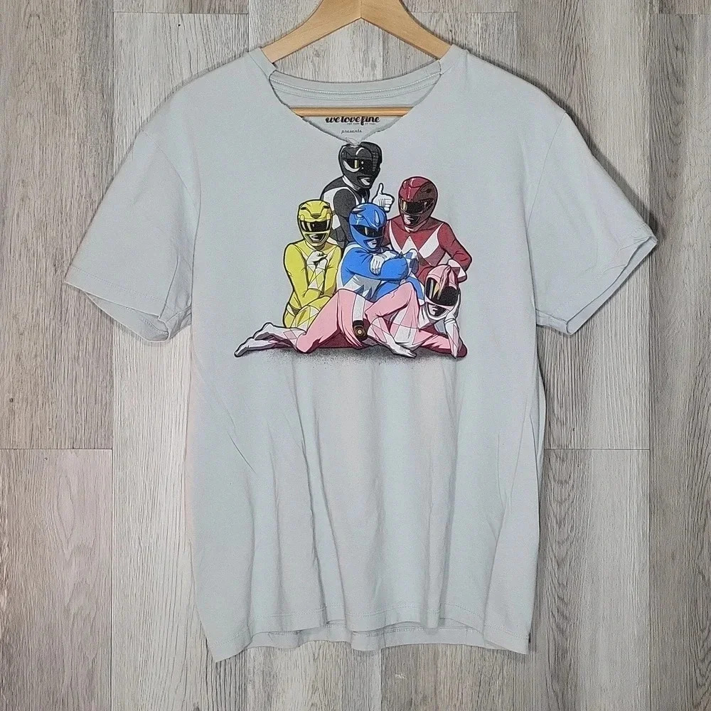 We Love Fine Power Rangers Grey Short Sleeve Tee Unisex Size Large